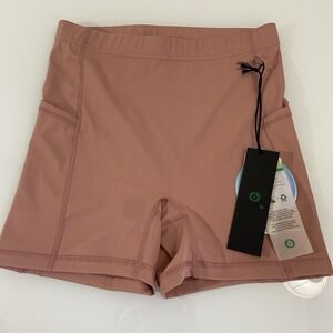 Mono B‎ Women's Swoop High Waisted Biker Shorts Ash Rose Size Large Pockets New